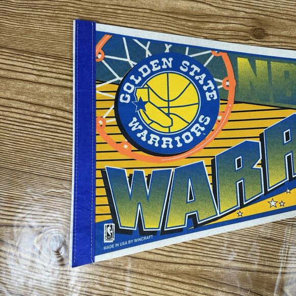 Vintage NBA Golden State Warriors Basketball Pennant WINCRAFT 1990's 30x12” - Picture 2 of 13